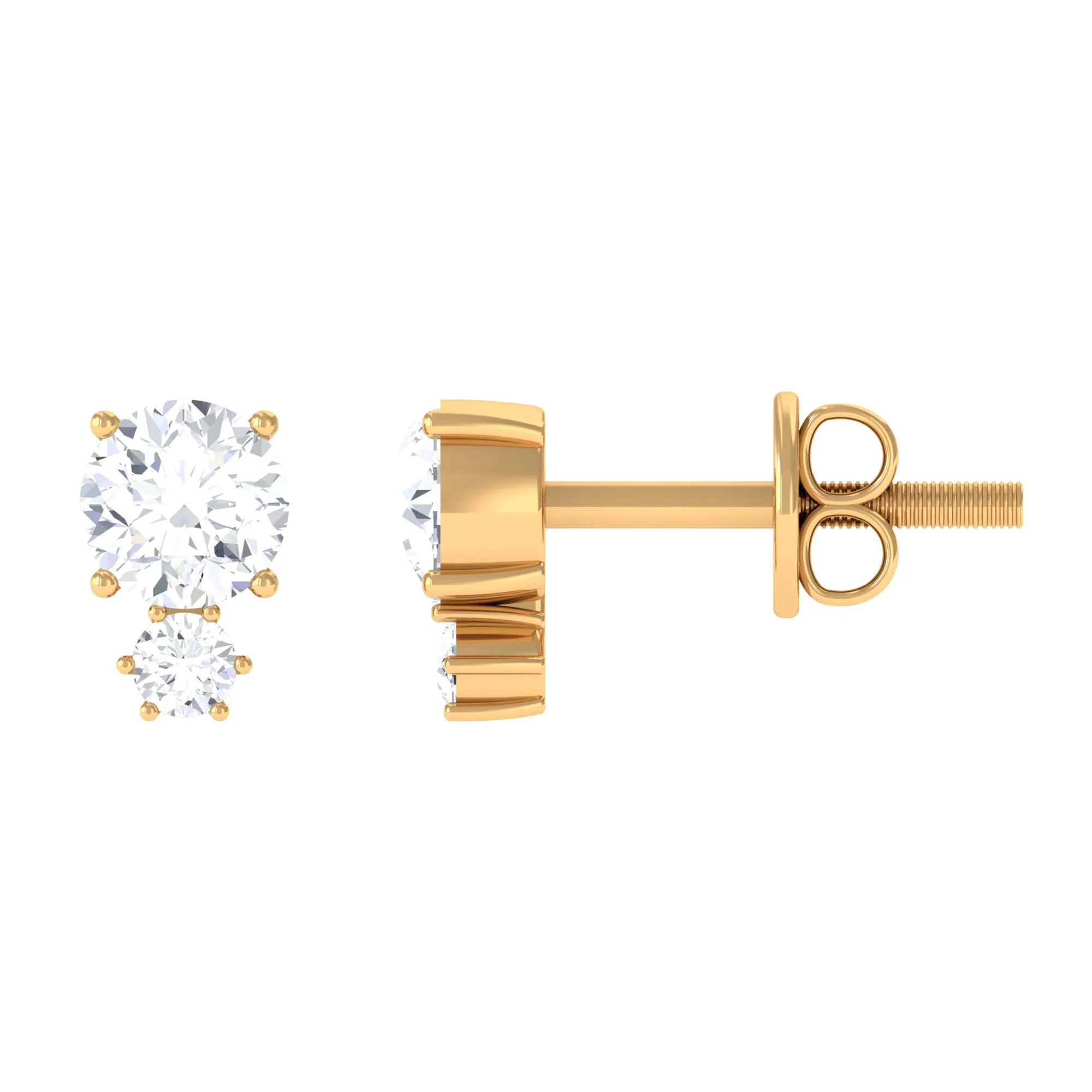 Zircon Minimal Screw Back Stud Earrings