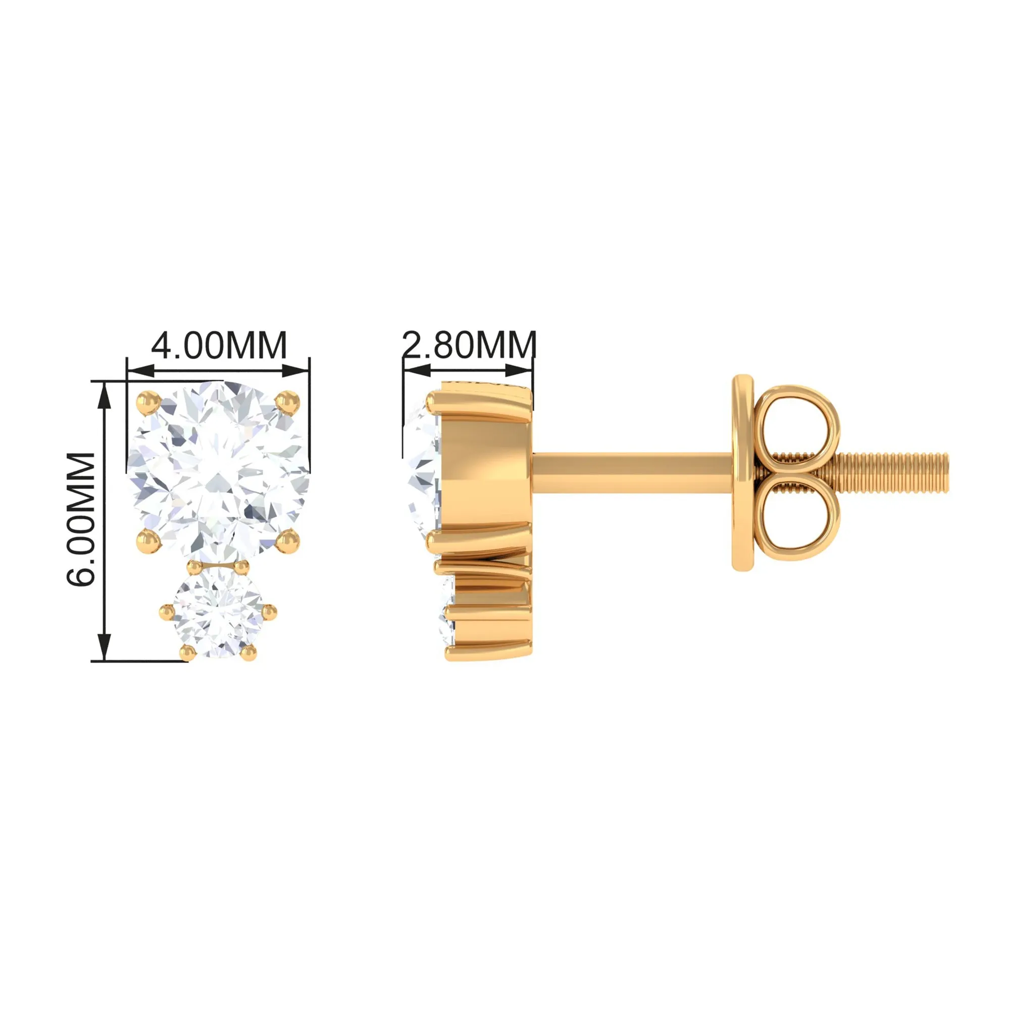 Zircon Minimal Screw Back Stud Earrings