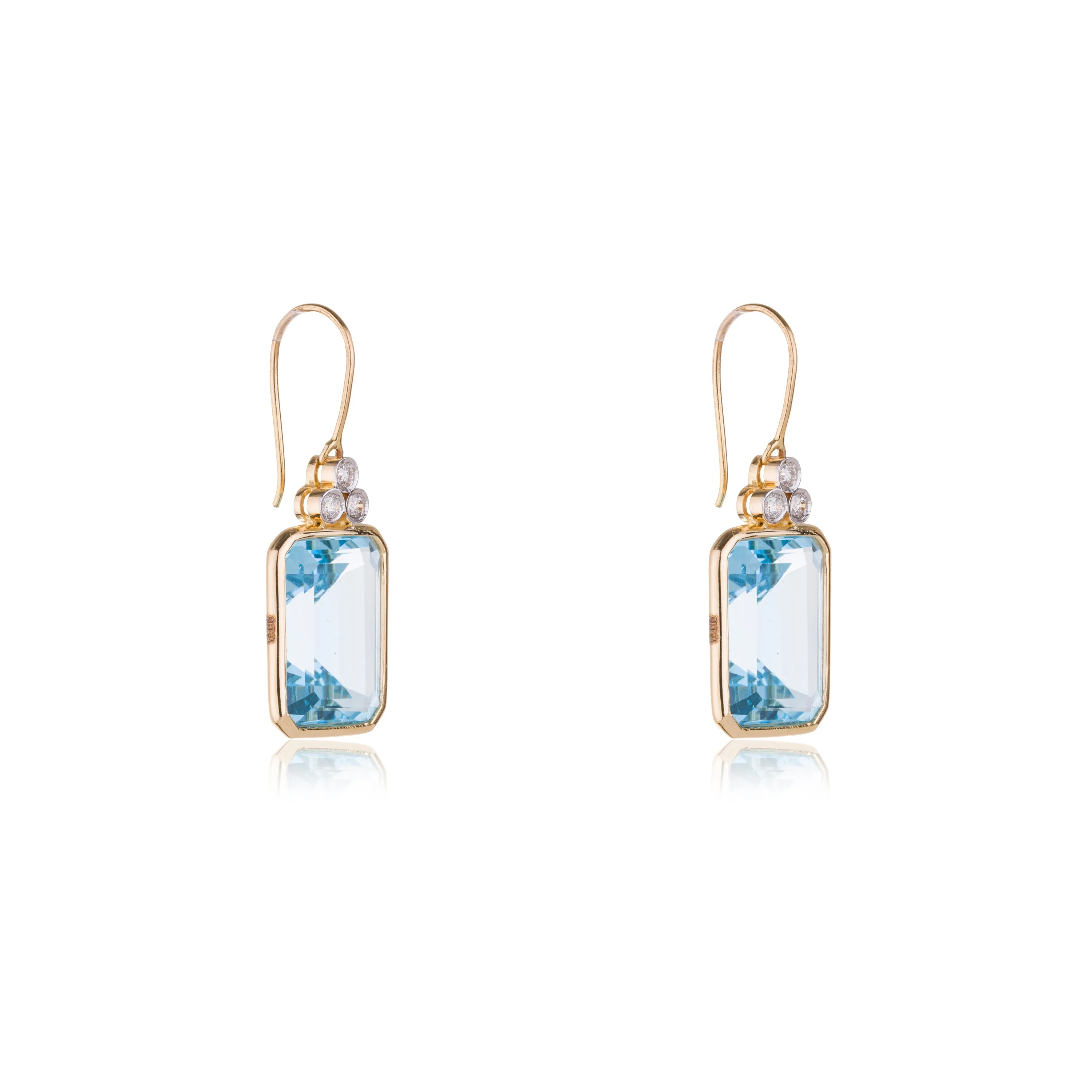 Zoya Blue Topaz Drops with Diamonds, 14K Gold