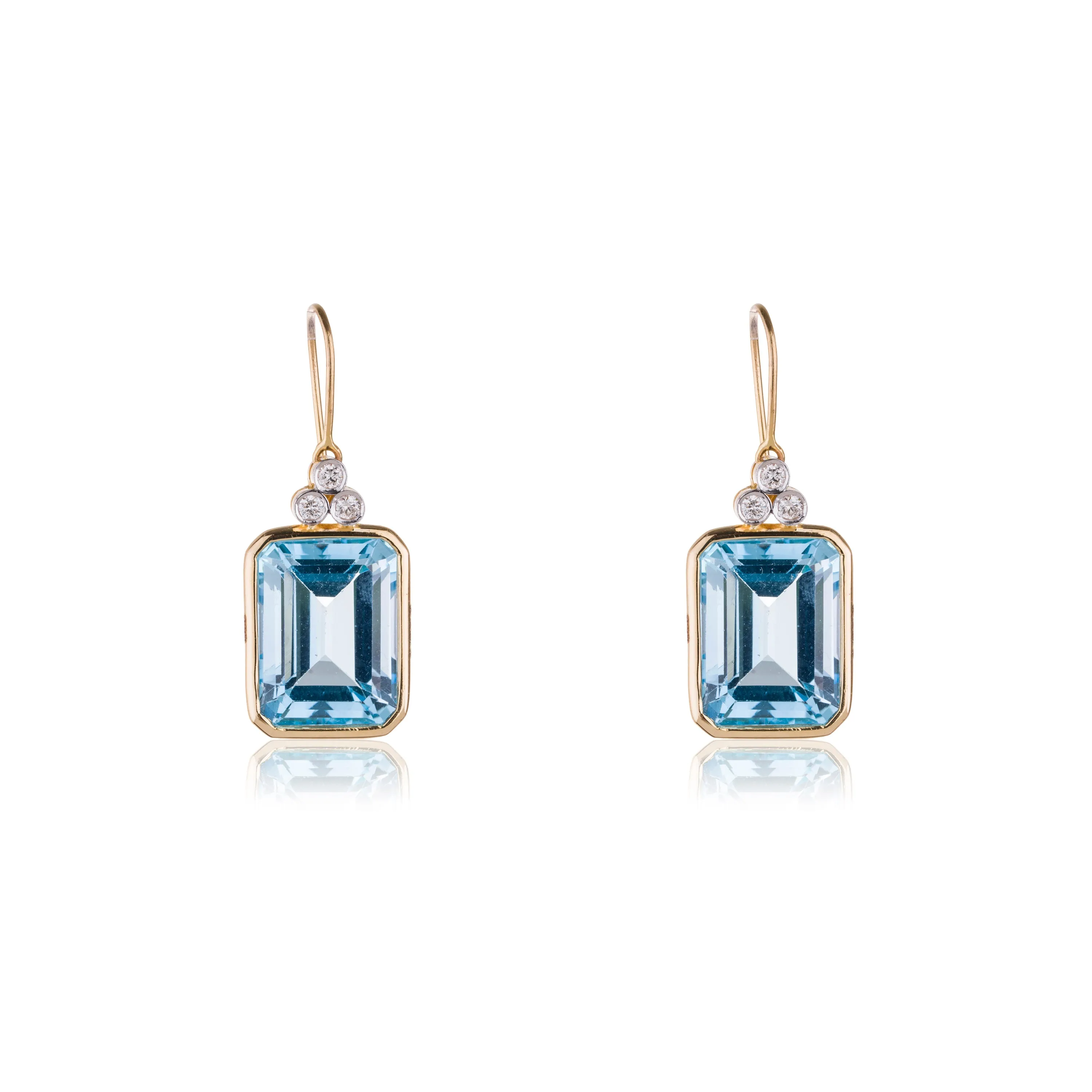 Zoya Blue Topaz Drops with Diamonds, 14K Gold